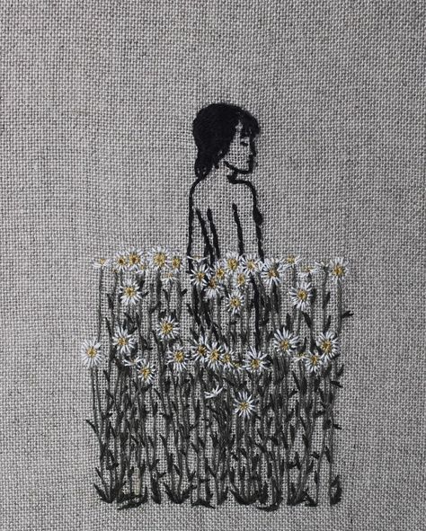 Hand embroidery on linen/skin (@adipocere) • Instagram photos and videos Embroidery On Canvas, Embroidery On Linen, Gallery Opening, Arte Indie, Looking For Something, Hand Embroidery Art, Australian Artists, Funky Art, Canvas Paintings