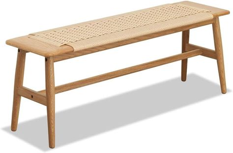 Amazon.com: HOYOC 32" Rattan Bench, 100% Solid Oak Wood Bench with Solid Structure of Chair Legs and Hand Woven Bench Surface Design for Bedroom End of Bed,Kitchen, Foyer, Easy to Assemble : Home & Kitchen Boho Bench, Small Entryway Bench, Woven Bench, Rattan Bedroom, Wood Dining Bench, Natural Bedroom, Rustic Bench, End Of Bed Bench, Bed Bench