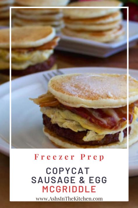 Make Ahead Mcgriddle, Freezer Mcgriddles, Diy Breakfast Sandwich Frozen, Sausage Mcgriddle Recipe, Diy Mcgriddle Breakfast Sandwiches, Freeze Ahead Breakfast Sandwiches, Breakfast To Freeze, Freezable Breakfast Sandwiches, Mcgriddle Recipe