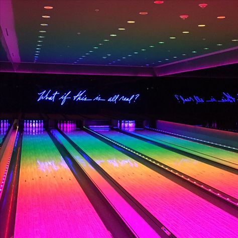 Neon Bowling Alley, Basement, Bowling, Miami, Fun Activities, Rainbow, Rainbow colors, Neón   Basement @ The Edition Hotel South Beach Bowling Alley Aesthetic, Alley Aesthetic, Bowling Aesthetic, Neon Bowling, The Edition Hotel, Home Bowling Alley, Bowling Pictures, Miami Beach Edition, Bowling Center