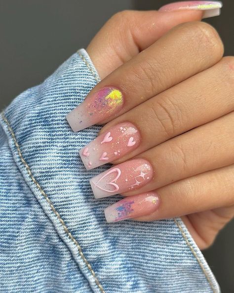 Valentines Nails Acrylic Simple, April Nails Short, Short Freestyle Nails, Simple Valentines Nails, New Year's Eve Makeup, Eve Makeup, Baby Boomers Nails, April Nails, Animal Nail Art