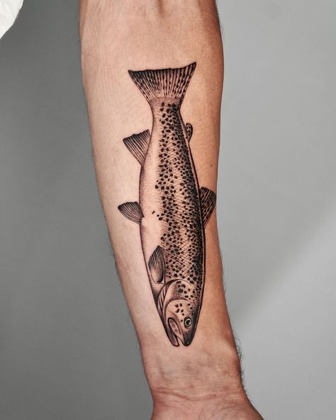 Gharial Tattoo, Cutthroat Trout Tattoo, Brooke Trout Tattoo, Lake Trout Tattoo, Trout Fish Tattoo, Brown Trout Tattoo, Fish Tattoo Men, Trout Tattoos For Men, Trout Tattoo Women