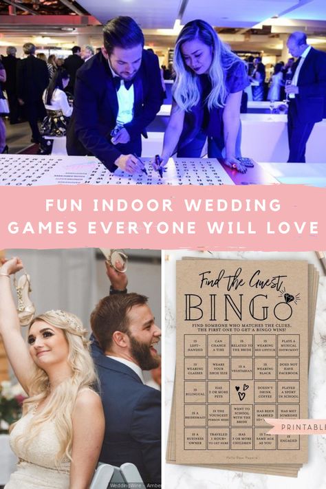 Indoor Wedding Games Guests Will Actually Want to Play - Fun Party Pop Wedding Indoor Activities, Wedding Indoor Games, Wedding Activities For Guests Indoor, Funny Wedding Activities, Wedding Reception Games Indoor, Indoor Wedding Games For Guests, Indoor Wedding Reception Games, Indoor Wedding Activities, Wedding Games For Reception Indoor