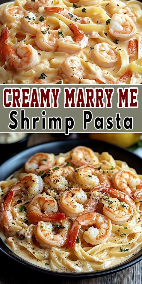 This Creamy Marry Me Shrimp Pasta is the ultimate comfort food! 🍤✨ With a creamy sauce and perfectly cooked shrimp, it’s the kind of dish that will make anyone say "yes"! Serve with a side of garlic bread and your favorite wine for a truly memorable meal. 🧄🍝 #CreamyShrimpPasta #PastaRecipes #ShrimpRecipes #MarryMePasta #ComfortFood #ShrimpLovers #DateNightDinner #DeliciousDinner Creamy Shrimp Scampi With Half And Half, Shrimp Marry Me Pasta, Shrimp Pasta With Cream Sauce, Shrimp Marinara Pasta, Marry Me Shrimp Pasta, Alfredo Pasta With Shrimp, Pasta With Shrimp Recipes, Best Shrimp Pasta, Marry Me Shrimp