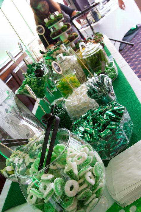 Golf themed candy buffet. Golf Theme Dessert Table, Golf Inspired Food, Golf Theme Party Favors, 40th Birthday Ideas For Men Golf Theme, Masters Golf Party Ideas, Golf Dessert Table, Golf Theme Graduation Party, Golf Themed Desserts, Golf Themed 40th Birthday Party