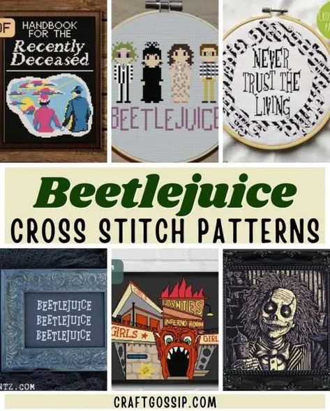 Beetlejuice Cross Stitch Patterns – Cross-Stitch Beetlejuice Cross Stitch, Beetlejuice Pattern, Cross Stitch Dog, Embroidery And Cross Stitch, Knitting Quilt, Free Cross Stitch Designs, Indie Craft, Cross Stitch Stocking, Beetlejuice Movie