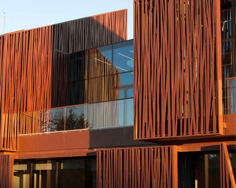 Selcuk Ecza Headquarters looks like a small country village in... Building Skin, Wood Facade, Office Architecture, Metal Facade, Facade Architecture Design, Commercial Architecture, Building Facade, Architecture Exterior, Facade Architecture