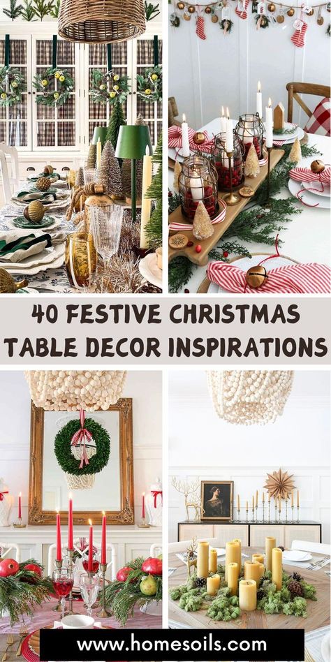 Make your holiday gatherings unforgettable with 40 festive Christmas table decor inspirations. Explore elegant, cozy, and whimsical designs to set the perfect mood. Transform your table into a magical centerpiece for the season. Christmas Buffet Decor Ideas, Buffet Table Ideas Decor Christmas, Whimsical Christmas Table Setting Ideas, Whimsical Christmas Table Decor, Christmas Buffet Ideas Table Decorations, Buffet Table Christmas Decor, Buffet Christmas Decor, Christmas Buffet Table Decor, Christmas Dining Table Decor Ideas