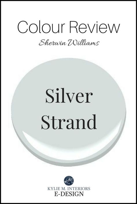 Kylie M Interiors, paint colour expert talks about this beautiful blue, green gray blend - Sherwin Williams Silver Strand, including info on undertones, lrv, how it might act in north, south, east or west facing rooms and more! #edesign #swsilverstrand #silverstrand #sherwinwilliams #kylieminteriors #kyliemedesign #blue #green #gray #neutral #colourreview #paintreview Sherwin Williams Silver, Bedroom Paint Colors Sherwin Williams, Sherwin Williams Silver Strand, Sherwin Williams Blue, Kylie M Interiors, Baby Room Boy, Bathroom Gray, Interior Paint Colors Schemes, Best Interior Paint