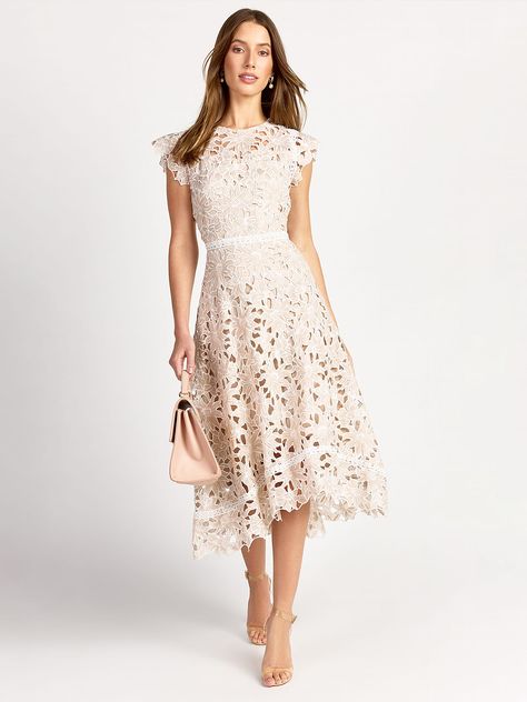 Floral Crochet Midi Dress - Just Me | New York & Company Baptism Outfit Women, Chic Midi Dress, Midi Dress Chic, Crochet Midi Dress, Crochet Midi, Baptism Outfit, Baptism Dress, Floral Crochet, Mom Dress