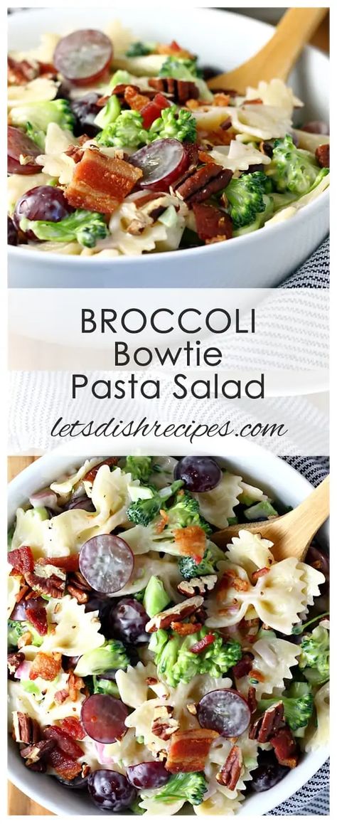 Bow Tie Pasta Salad With Grapes And Broccoli, Broccoli Grape And Pasta Salad, Let’s Dish Recipes, Pasta Salad With Broccoli And Bacon, Bowtie Pasta Salad With Grapes, Broccoli Bowtie Pasta Salad, Bow Tie Pasta With Broccoli, Broccoli Bowtie Pasta, Gourmet Pasta Salad