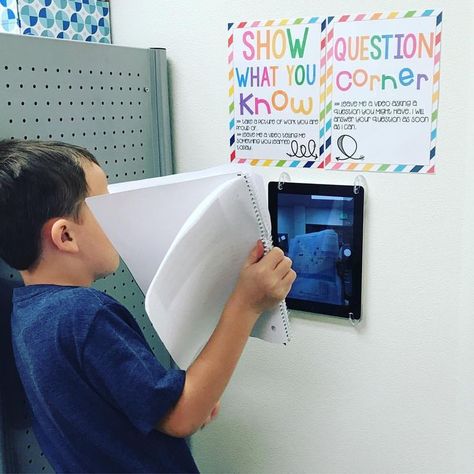 Our "show what you know" iPad was a hit! I can't wait to go through the pictures and videos when I get home! 😊 #ipad #classroom… 5th Grade Classroom, Teacher Desk, Classroom Technology, New Classroom, Classroom Setup, Classroom Inspiration, Beginning Of School, Future Classroom, Elementary Education