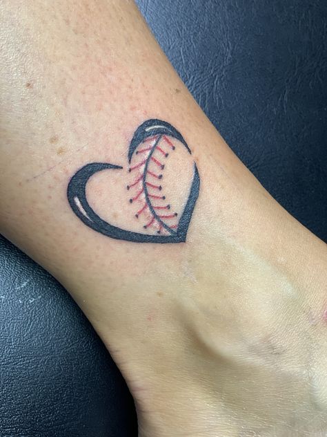 Baseball Softball Tattoo, Heart Baseball Tattoo, Feminine Baseball Tattoos, Mother Son Baseball Tattoos, Baseball Mom Tattoo Ideas, Baseball Mom Tattoo, Softball Tattoos For Women, Baseball Tattoo Ideas For Women, Tattoos Teacher