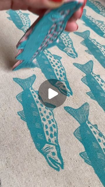 Esther van Dam  -Studio tokek on Instagram: "Sneak peek of a printing project on fabric I’m working on 😊 Keep an eye on my feed for the end result!  Enjoy the weekend x Ps: all stamps available in my shop. Ink by @speedball_art #fabricprinting #textileprint #textileprinting #stampcarving #fishing" Carved Stamps, Enjoy The Weekend, Pond Life, Hand Carved Stamps, Stamp Carving, Linoleum Block, Fabric Stamping, Wood Stamp, Block Printing