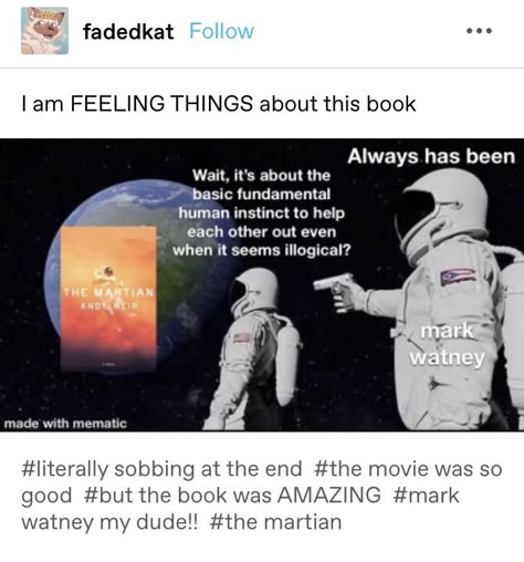 The Martian Book, The Martian Andy Weir, Andy Weir, Literature Humor, Unread Books, Recommended Books To Read, Book Recs, Book Suggestions, Book Memes