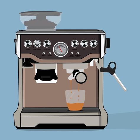 a vector of coffee machine perfect for coffee shop Coffee Machine Illustration, Barista Cafe, Home Barista, Home Espresso Machine, Best Coffee Maker, Coffee Illustration, Best Espresso, Espresso Maker, Bff Gifts