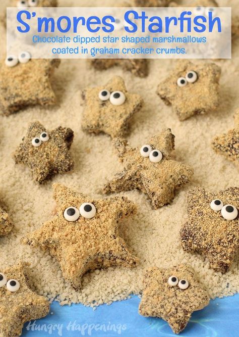 Animal Desserts, Ocean Snacks, Star Shaped Cookies, Mini Chef, Ocean Party, Ocean Day, Beach Meals, Under The Sea Party, S'mores