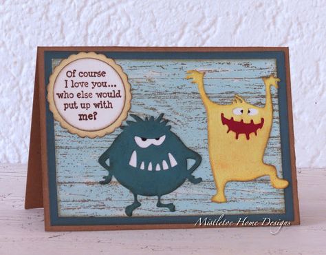 Silly Monsters, Tim Holtz Cards, Monster Cards, Ranger Ink, Distress Oxides, Home Designs, Tim Holtz, Kids Cards, Alcohol Ink