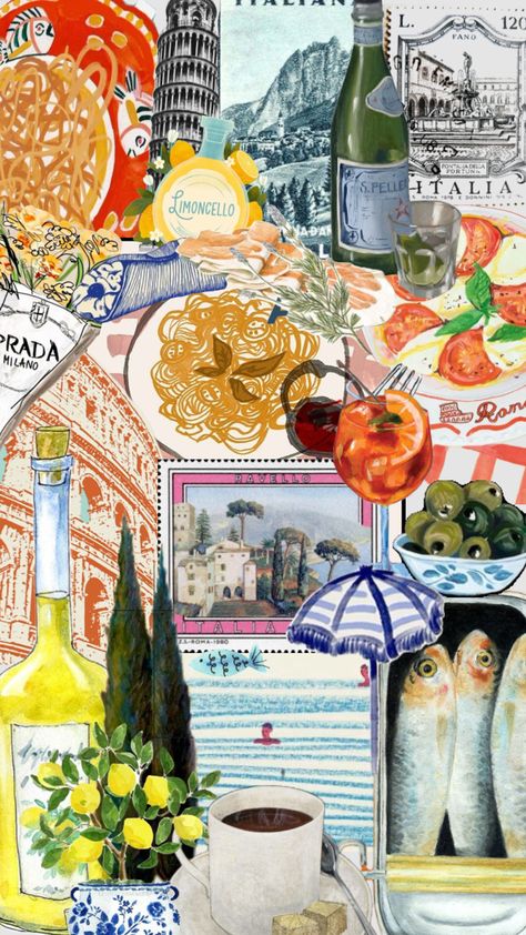 #italy #poster #shuffles #holidays #collageinspo #collage #pasta #postcard Italy Collage, Italy Poster, Scrapbooking, Pasta, Holidays, Italy, Collage