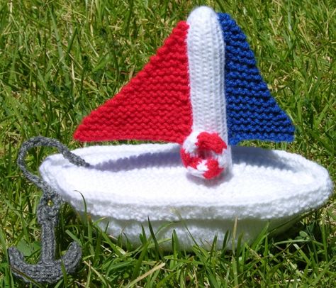 Toy Boat  *Free Knitting Pattern*  **I can think of lots of little Coastie kiddos who'd love this!!** Boat Neck Sweater Pattern, Crochet Boat, Boat Pattern, Large Crochet Hooks, Knitted Toys Free Patterns, Toy Boat, Baby Boy Knitting Patterns, Animal Knitting Patterns, Knitting Patterns Toys