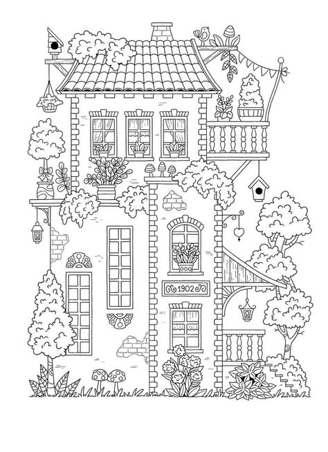 Castle Coloring Page, Detailed Coloring Pages, Cool Coloring Pages, Mini Drawings, Coloring Book Art, Cute Coloring Pages, Doodle Drawings, Coloring Book Pages, Coloring Pictures