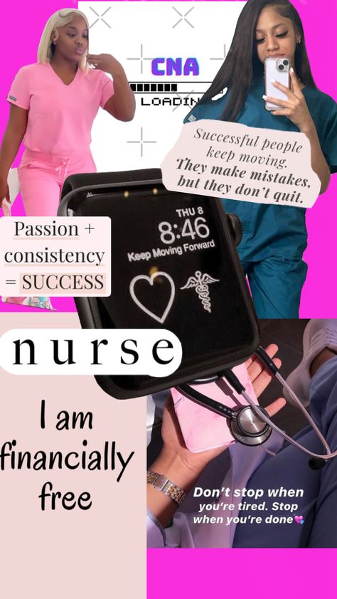 Cna Nurse Aesthetic, Cna Aesthetic Vision Board, Cna Asethic, Crna Aesthetic, Cna Black Women, Nurse Collage, Cna Lifestyle, Cna Aesthetic, Cna License