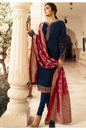 Blue Salwar Kameez, Buy Salwar Kameez Online, Bollywood Suits, Drashti Dhami, Salwar Suits Party Wear, Straight Suit, Churidar Suits, Designer Suit, Salwar Kamiz