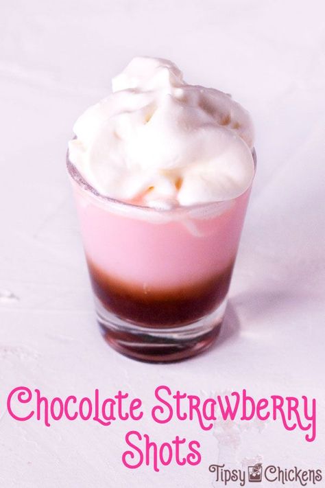 Enjoy a fun and very pink dessert shot made with Tequila Rose and Dark Creme de Cacao for a Chocolate Strawberry Shot in seconds #chocolatestrawberry #shotrecipe #valentinesdaycocktail Strawberry Shots, Vacation Drinks, Fruity Cocktail Recipes, Flavored Tequila, Tequila Recipe, Tequila Rose, Pink Dessert, Strawberry Cocktails, Dessert Shots