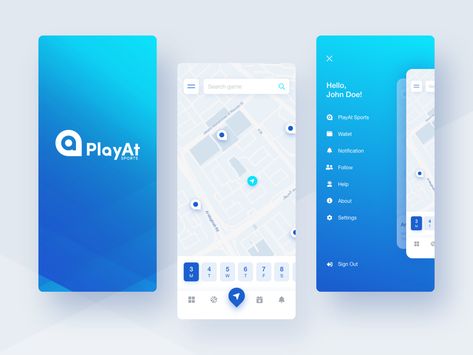 New concept for PlayAt Sports app by Freshcode Design Splash Screen Ui Design Mobile App, App Splash Screen, Splash Screen Ui Design, Splash App, Sports App, Mobile App Design Inspiration, Splash Screen, App Design Inspiration, Mobile Ui