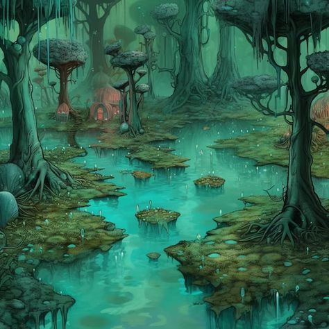 Page 21 | Swamp Illustration Images - Free Download on Freepik Swamp House Concept Art, Swamp Drawing, Swamp Lady Art, Swamp Concept Art, Swamp Landscape Drawing, Swamp Garden, Swamp Art Illustrations, Swamp Biome, Swamp Illustration