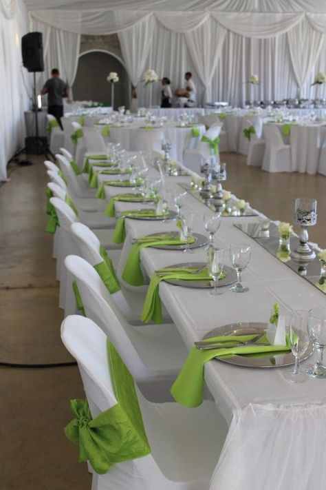 Lime Green Wedding Theme, Silver And Emerald Green, Chartreuse Wedding, Lime Wedding, Lime Green Weddings, White Wedding Decor, Green Wedding Decorations, Green And White Wedding, Silver Wedding Decorations