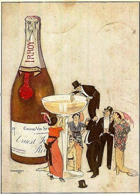 vintage illustration | Irroy champagne ad, 1913 The 20s, Wine Poster, Champagne Cocktail, Vintage Champagne, Anything Goes, Pisco, New Wall, Vintage Ads, Vintage Illustration