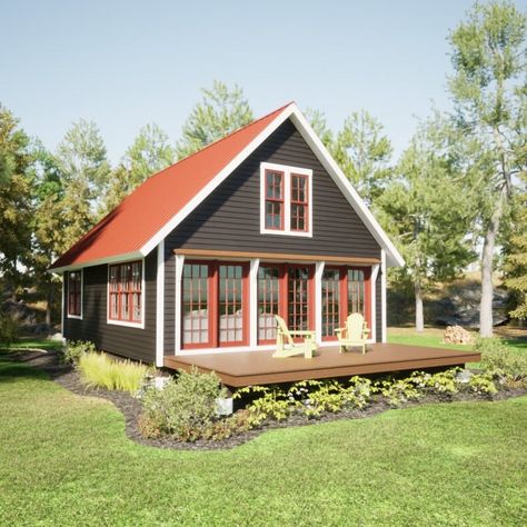 20x24 Cabin Plans, Small Chalet House Plans, Open Floor Plan Cabin, Cottage Plans With Loft, 3 Bedroom Cabin Floor Plans, Bunkhouse Cabin, Small Cabin Plans With Loft, Lake Cabin Plans, Small Cabin With Loft