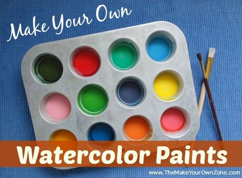 Learn how to make your own watercolor paint set with supplies from your kitchen - easy and fun for both kids and adults! Homemade Watercolors, Elmers Glue, Homemade Face Paints, Homemade Paint, Homemade Art, Kids Watercolor, Watercolor Paint Set, Diy Watercolor Painting, Face Painting Designs