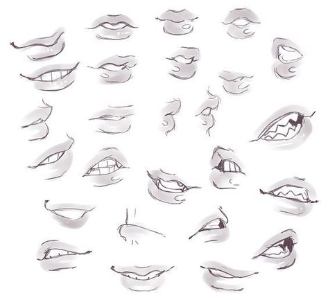 Lips Picture, Drawing Face Expressions, Lip Drawing, Mouth Drawing, Tutorials Drawing, Seni Dan Kraf, Lips Drawing, Drawing Expressions, Anatomy Drawing