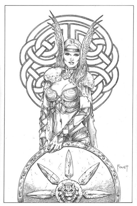 Mitch Foust, Valkyrie Tattoo, Norse Tattoo, Nordic Tattoo, Mythology Tattoos, Shield Maiden, Adult Colouring Pages, Viking Symbols, Symbol Tattoos