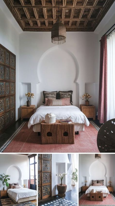 Create an exotic, luxurious retreat with these 4 stunning Moroccan bedroom ideas, featuring vibrant colors, intricate patterns, and rich textures.