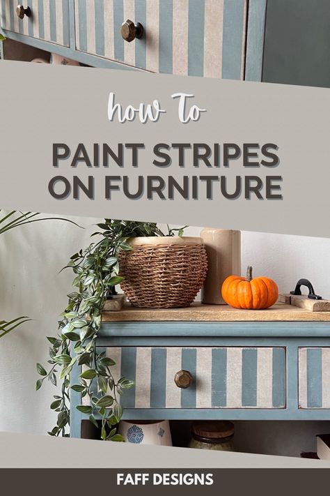 Stripe Painted Furniture, Striped Furniture Painted, Striped Dresser, Striped Furniture, Touch Watch, Box Challenge, Chalk Paint Projects, Painted Drawers, Paint Projects