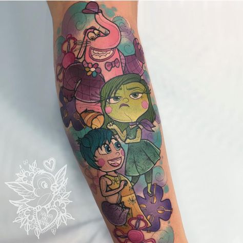 Inside Out Tattoo, Iconic Tattoos, Cute Owl Tattoo, Maching Tattoos, Sticker Tattoo, Pixar Films, Inside Out 2, Tattoo Portfolio, Girly Tattoos