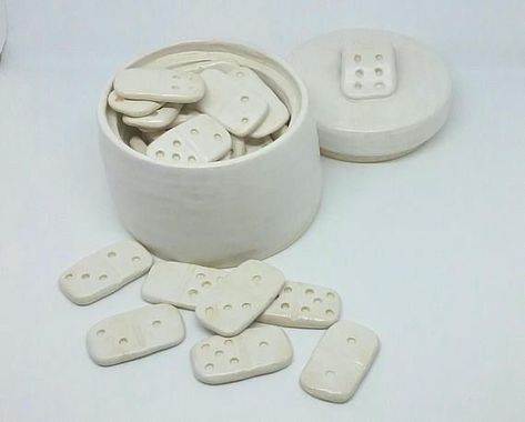 Ceramic Domino, Ceramic Games, Pottery Games, Diy Air Dry Clay, Pottery Handbuilding, Tanah Liat, Pottery Gifts, Keramik Design, Pottery Crafts