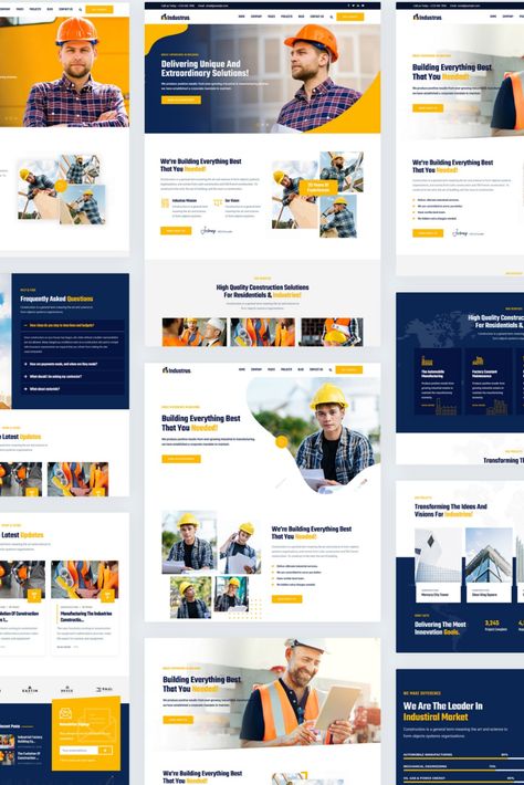 Industrus - Construction WordPress Theme Construction Web Design Inspiration, Construction Website Design, Industrial Website, Engineering Website, Construction Company Website, Construction Website Templates, Company Vision And Mission, Architecture Website, Company Website Design