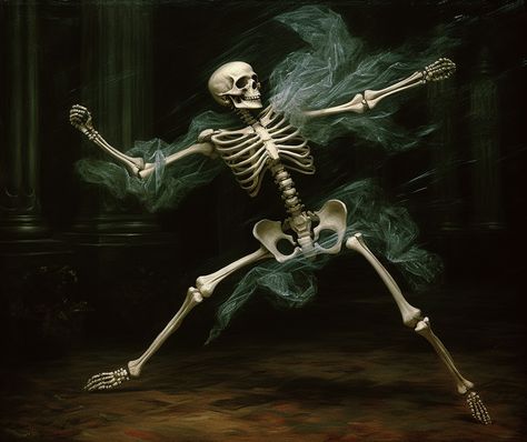 A painting of a skeleton dancing in the night Puppet Painting, Surreal Oil Painting, Skeleton Puppet, Dancing In The Night, Skeleton Dancing, Skeleton Dance, Dancing Skeleton, A Skeleton, Surrealism Painting