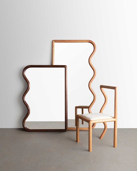 This Squiggle Collection Was Designed To Make You Smile Squiggle Mirror, 2024 Interior Design Trends, Curvy Mirror, Modern Floor Mirrors, Gustaf Westman, French Cleats, Wavy Mirror, Scandinavian Furniture Design, Walnut Floors