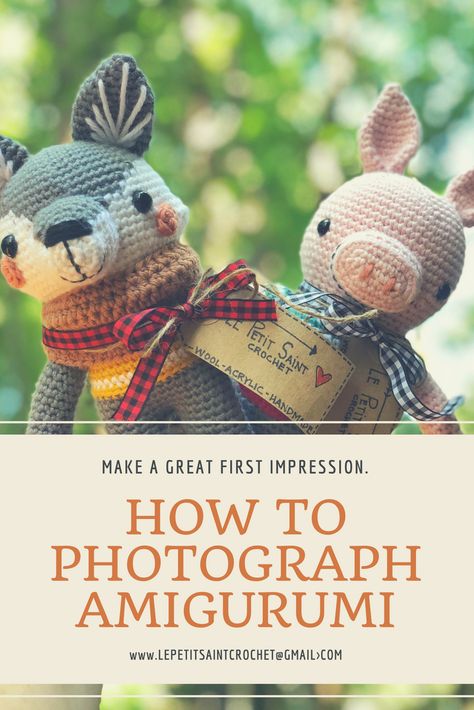 How to photograph amigurumi. Amigurumi Display, Crochet Products Photography, Amigurumi Photography Ideas, Sewing Amigurumi Together, Product Photography Crochet, Crochet Product Photography, Amigurumi Business, How To Close Amigurumi, How To Sew Amigurumi Pieces Together