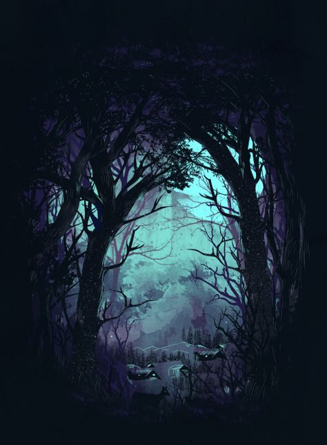 Dangerous Illustration, Forest Drawing, Forest Background, Forest Illustration, Fantasy Forest, Dark Art Illustrations, Dark Places, Dark Forest, Fantasy Landscape