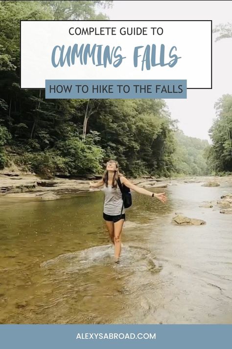 This guide features everything you need to know to complete the Cummins Falls hike, including how to score your gorge permit, how to get down to the falls, important river safety info, and more! Cummings Falls Tennessee, Cummings Falls, Cummins Falls, Cummins Falls State Park, Passport Stamps, Hiking Guide, Usa States, Fall Hiking, Cummins