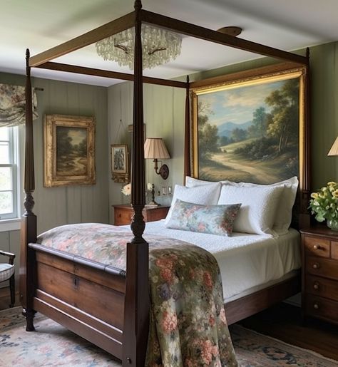 Traditional Four Poster Bed, Victorian Country Bedroom, Historic Bedroom Ideas, Contemporary Victorian Bedroom, 4 Poster Bedroom Ideas, Modern Victorian Decor Bedroom, Historical Bedroom, English Bedroom Ideas, Old Style Bedroom