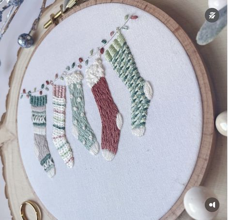 Embroidered Stockings, Winter Embroidery, Learning To Embroider, Holly Jolly Christmas, Wooden Hoop, Jolly Christmas, Christmas Bundle, Christmas Embroidery, Holiday Home Decor