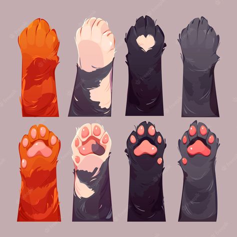 Cat Paws Illustration, How To Draw Paws, Graphic Design Animals, Cat Paw Art, Cat Paw Drawing, Paw Illustration, Cute Paws, Paw Drawing, Paw Art