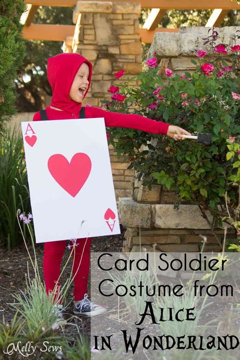 DIY Card Soldier Costume from Alice in Wonderland - Tutorial by Melly Sews Alice In Wonderland Card Costume, Diy Alice In Wonderland, Playing Card Costume, Halloween Alice In Wonderland, Sibling Costume, Diy Playing Cards, Card Costume, Alice In Wonderland Diy, Melly Sews